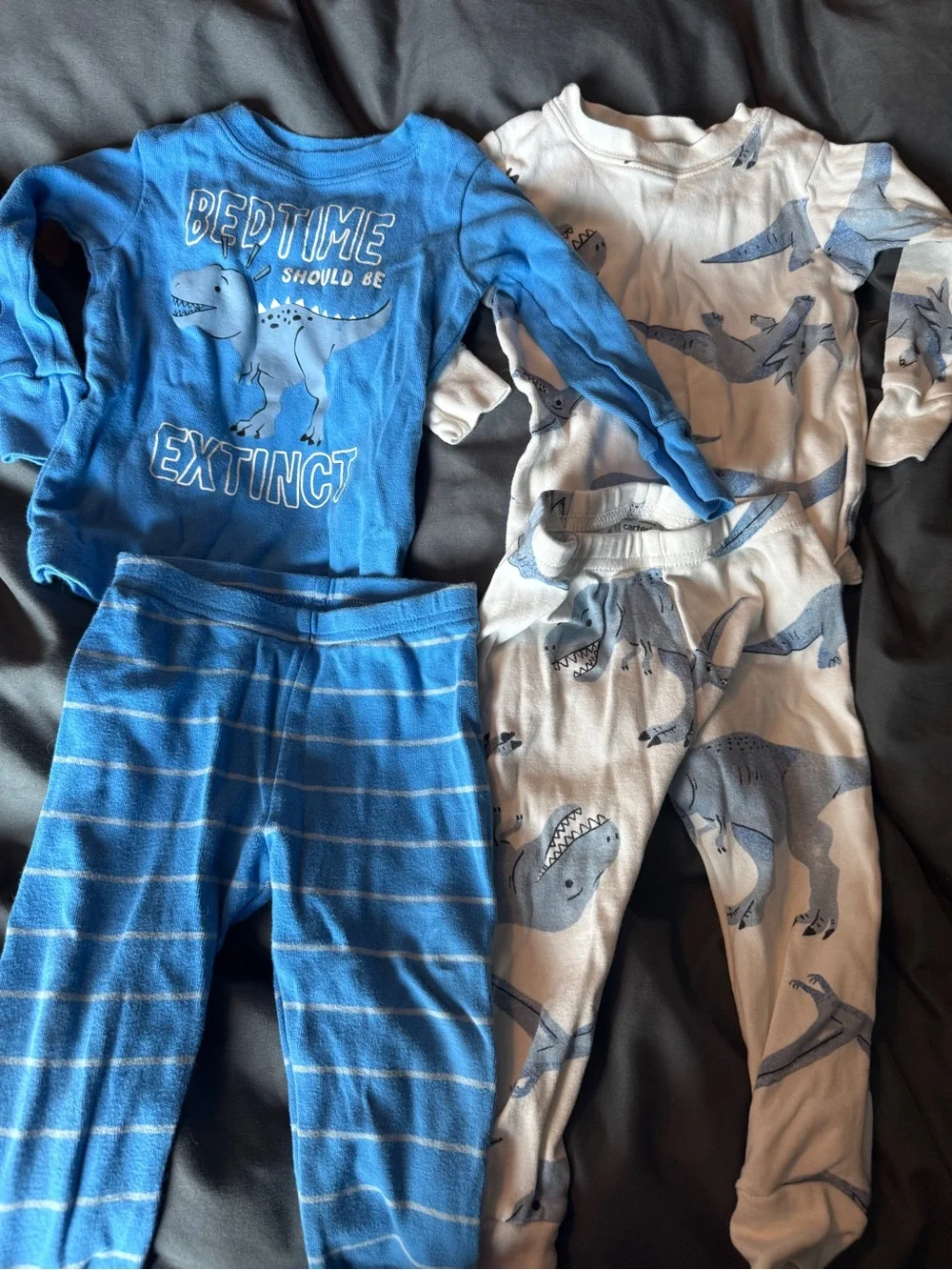 Carter's Blue and White Dinosaur Pajama Set - Blue/White